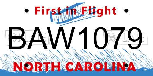 BAW1079 North Carolina License Plate