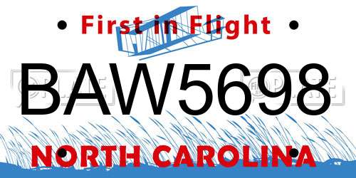 BAW5698 North Carolina License Plate