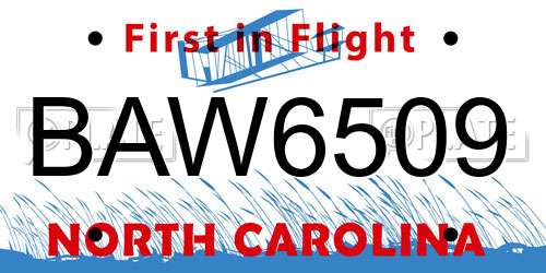 BAW6509 North Carolina License Plate