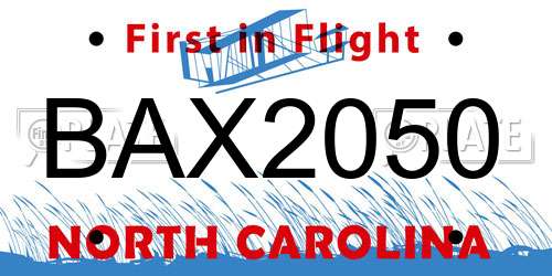 BAX2050 North Carolina License Plate