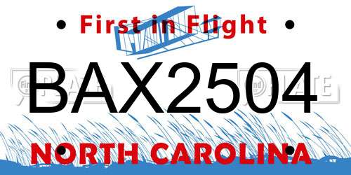 BAX2504 North Carolina License Plate