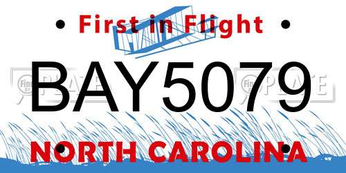 BAY5079 North Carolina License Plate