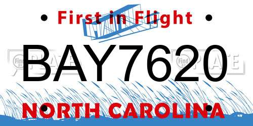 BAY7620 North Carolina License Plate