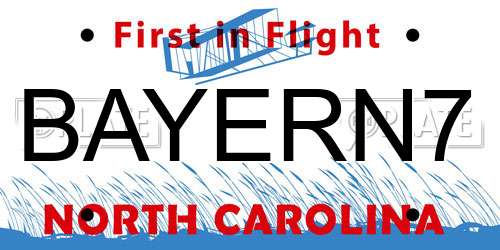 BAYERN7 North Carolina License Plate