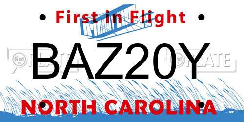 BAZ20Y North Carolina License Plate
