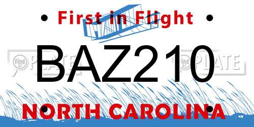BAZ210 North Carolina License Plate