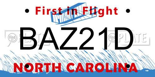 BAZ21D North Carolina License Plate
