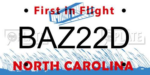BAZ22D North Carolina License Plate