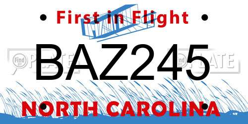 BAZ245 North Carolina License Plate