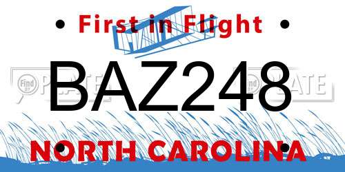 BAZ248 North Carolina License Plate