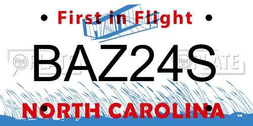 BAZ24S North Carolina License Plate