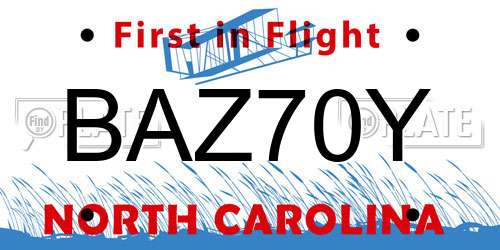 BAZ70Y North Carolina License Plate