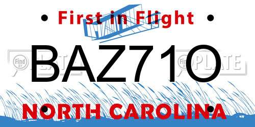 BAZ71O North Carolina License Plate
