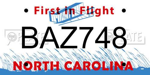 BAZ748 North Carolina License Plate