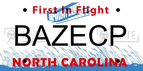 BAZECP North Carolina License Plate