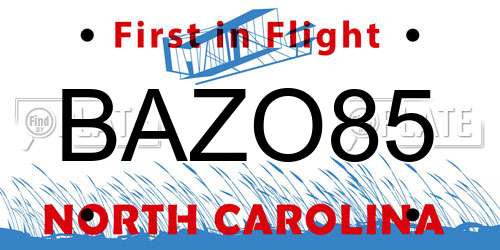 BAZO85 North Carolina License Plate
