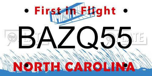 BAZQ55 North Carolina License Plate