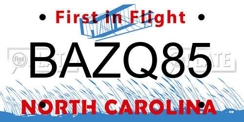 BAZQ85 North Carolina License Plate