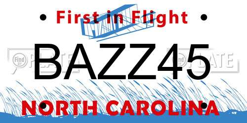 BAZZ45 North Carolina License Plate