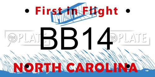 BB14 North Carolina License Plate