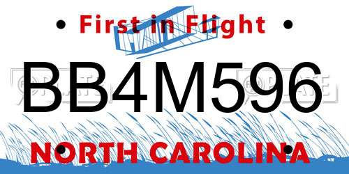 BB4M596 North Carolina License Plate