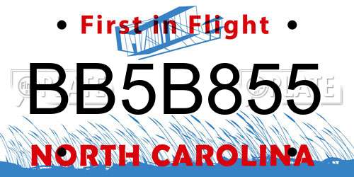 BB5B855 North Carolina License Plate