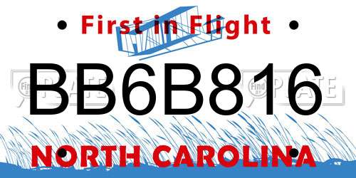 BB6B816 North Carolina License Plate
