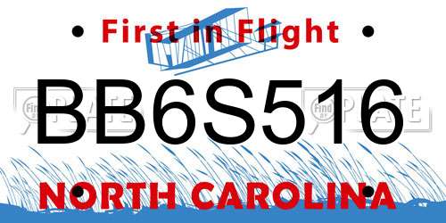 BB6S516 North Carolina License Plate