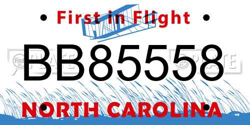 BB85558 North Carolina License Plate