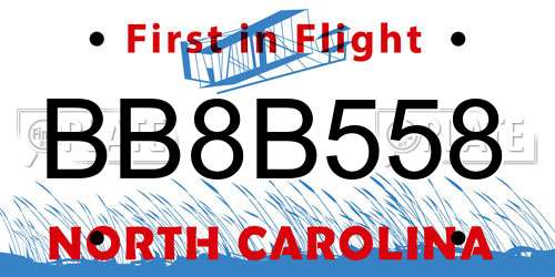 BB8B558 North Carolina License Plate
