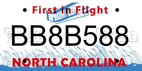 BB8B588 North Carolina License Plate