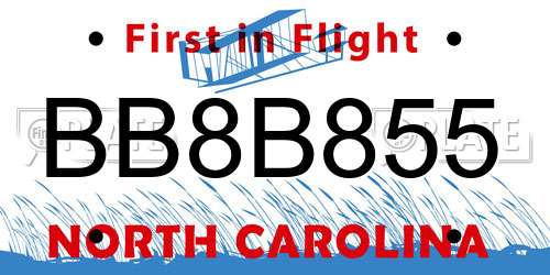 BB8B855 North Carolina License Plate