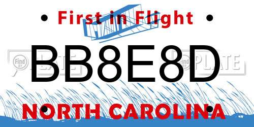 BB8E8D North Carolina License Plate