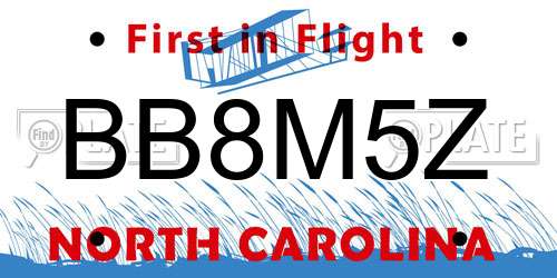 BB8M5Z North Carolina License Plate