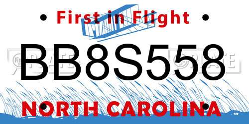 BB8S558 North Carolina License Plate