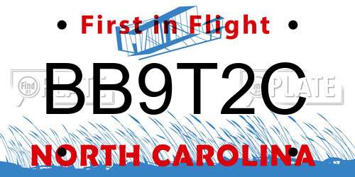 BB9T2C North Carolina License Plate