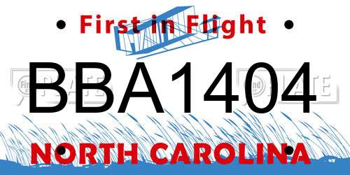 BBA1404 North Carolina License Plate