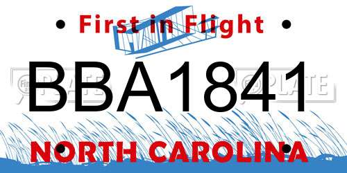 BBA1841 North Carolina License Plate