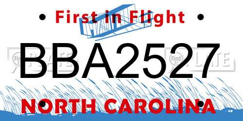 BBA2527 North Carolina License Plate