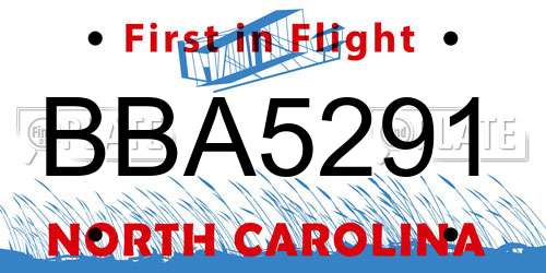 BBA5291 North Carolina License Plate
