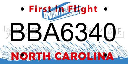 BBA6340 North Carolina License Plate