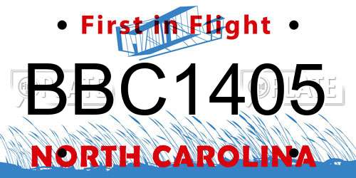 BBC1405 North Carolina License Plate