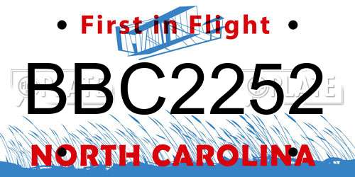 BBC2252 North Carolina License Plate