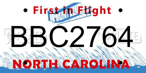 BBC2764 North Carolina License Plate