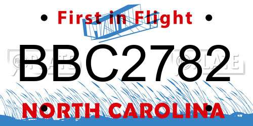 BBC2782 North Carolina License Plate