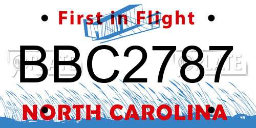 BBC2787 North Carolina License Plate