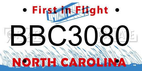 BBC3080 North Carolina License Plate