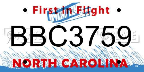 BBC3759 North Carolina License Plate