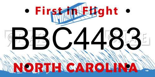 BBC4483 North Carolina License Plate