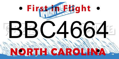 BBC4664 North Carolina License Plate
